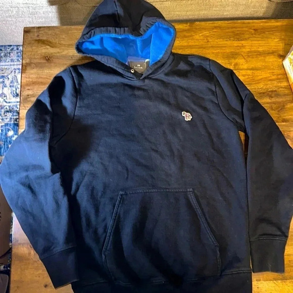 PS Paul Smith Zebra Logo Organic Cotton Hoodie Black Sweatshirt Size Medium - Picture 3 of 14